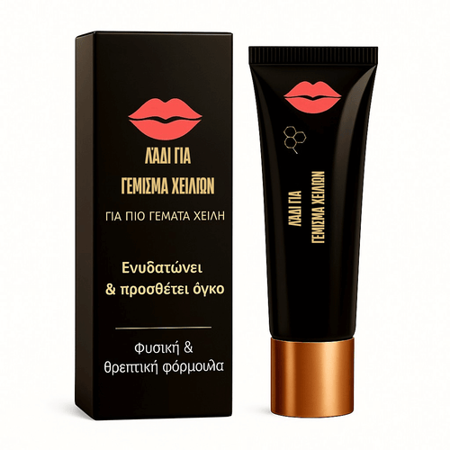 Λάδι για γέμισμα χειλιών σε μαύρη συσκευασία, ενυδατώνει και προσφέρει όγκο στα χείλη.